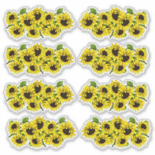 Stickers Contour En Forme De Tournesols Été vintag