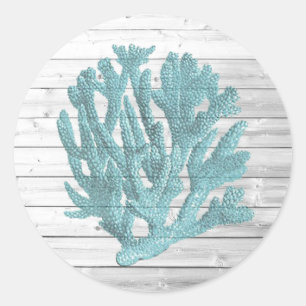 Stickers corail blanc en bois blanchi à la chaux