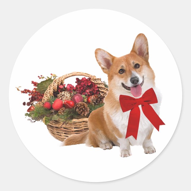 Stickers "Corgi de Noël" (Devant)