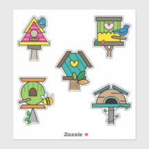 Stickers couleur Whimsical Birdhouse