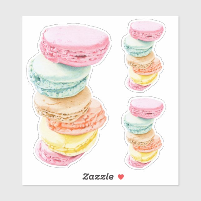 Stickers Coupe Personnalisée Macarons (Feuille)