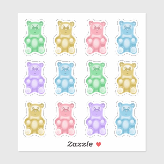 Stickers Coupe personnalisée pour ours arc-en-ciel (Feuille)