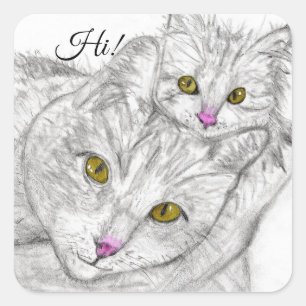 Stickers crayon mignon et coloré Sketch Chat