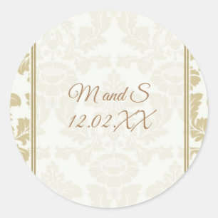 Stickers Cream Gold Mariage damassé