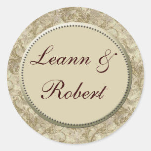 stickers Crème et bronzage mariage damassé -