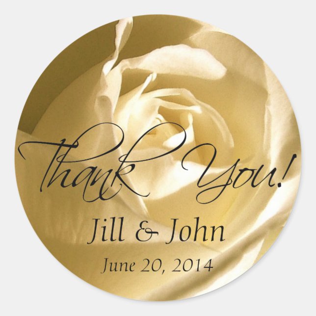 Stickers Crème Rose Merci de mariage favori (Devant)