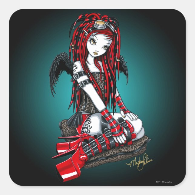 Stickers "Crimson" Red Tattoo Cyber Goth Angel (Devant)