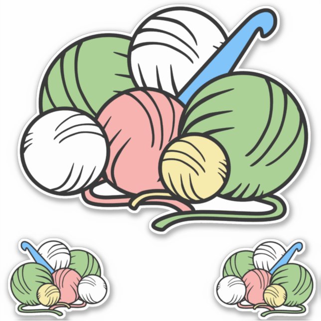 Stickers Crochet Hook et Yarn Vinyl (Devant)