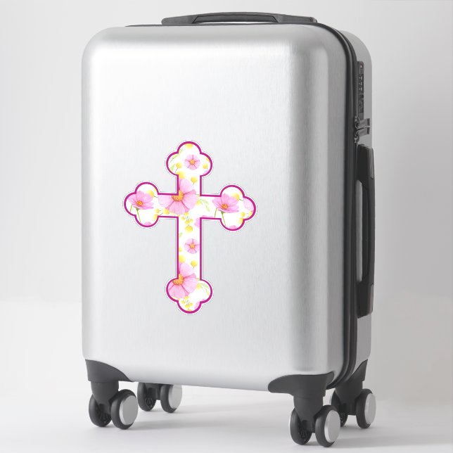 Stickers Croix Vintage Fleur. (Sur valise)