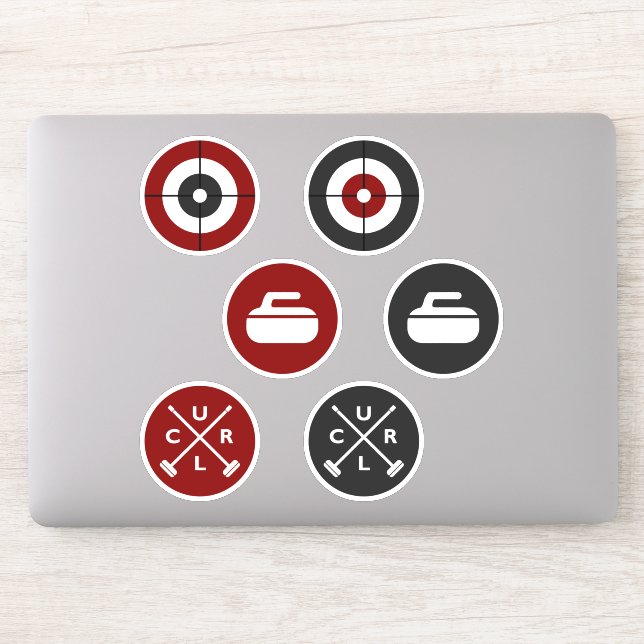 Stickers Curling Vinyle - Rouge/Charbon (Ordinateur)