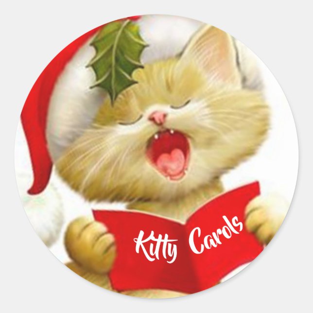 Stickers Cute Kitten Chantant des Chansons de Noël (Devant)