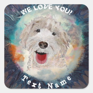 Stickers  Cute Labradoodle Dog & Text