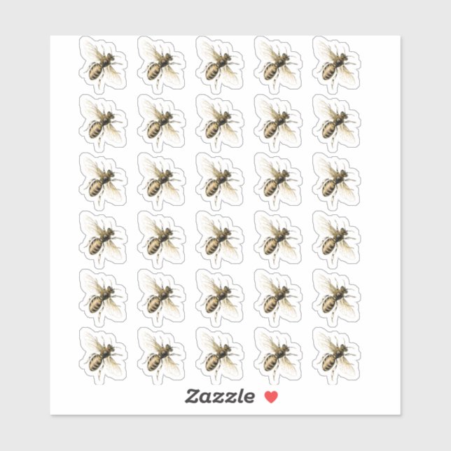 Stickers d'abeilles Vintages transparentes ou blan (Feuille)