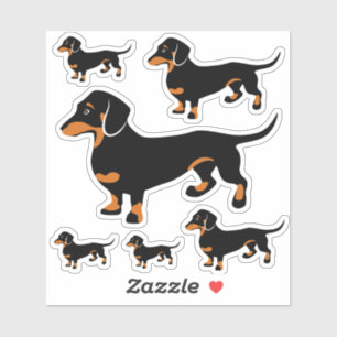 Stickers Dachshund Noir et Tan 6 tailles différent