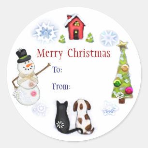Stickers d'adresse de chien et de chat de Noël per