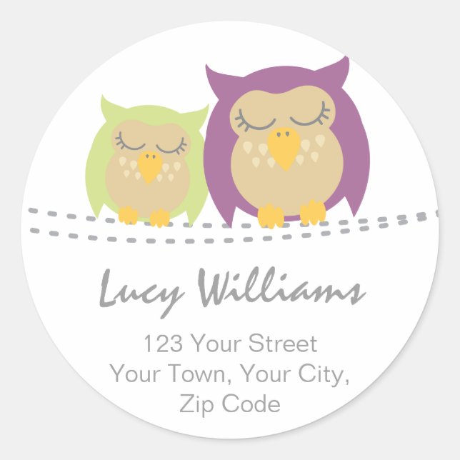 Stickers d'adresse de hibou personnalisée (Devant)