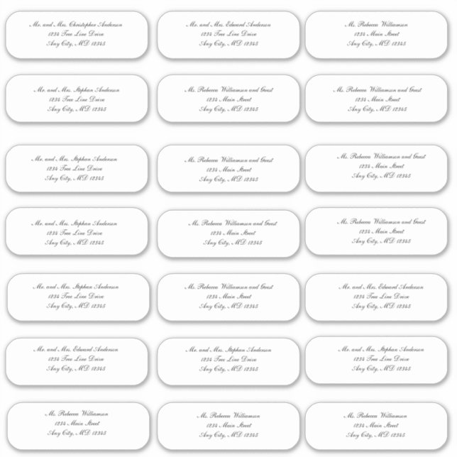 Stickers d'adresse de Mariage de script élégant (Devant)