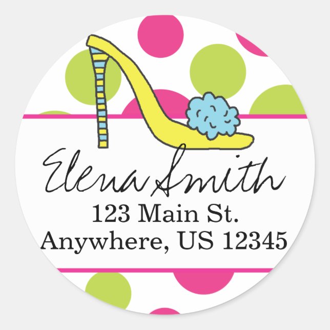 Stickers d'adresse de point Polka de chaussures (Devant)