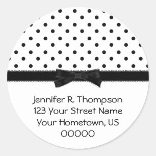 Stickers d'adresse de point Polka noir et blanc