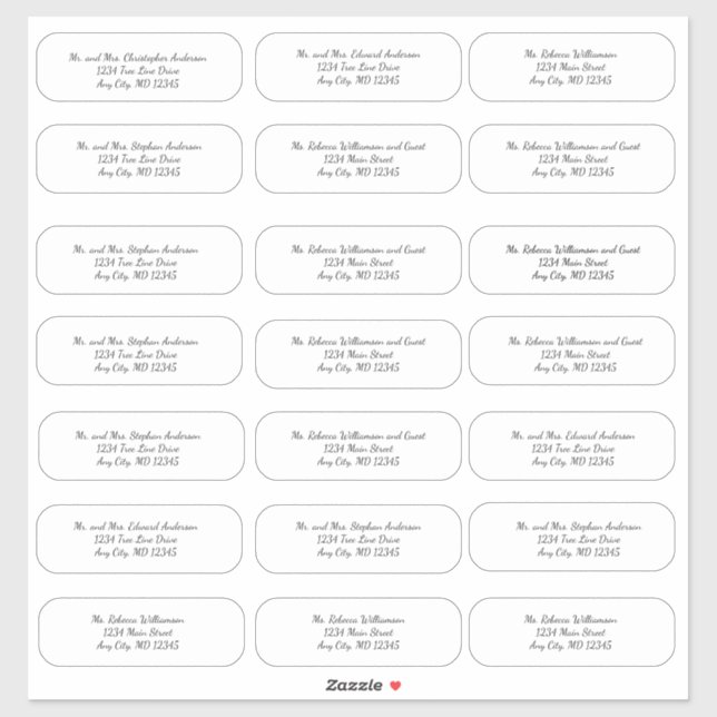 Stickers d'adresse d'enveloppe de Mariage de scrip (Feuille)