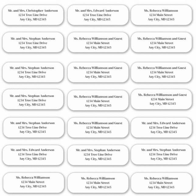 Stickers d'adresse du Mariage de police de caractè (Devant)