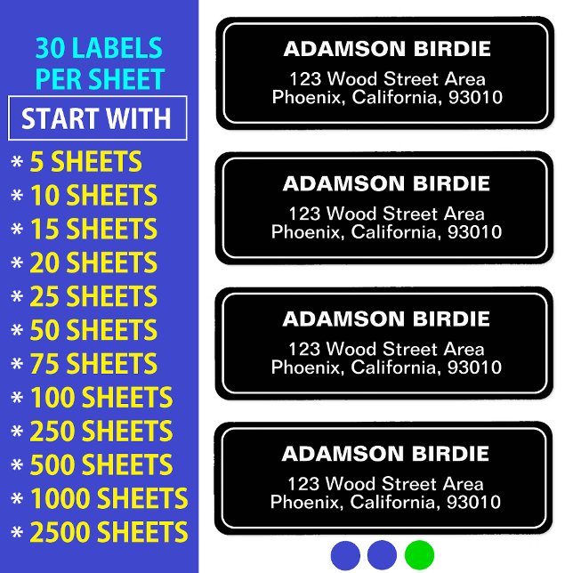 Stickers d'adresse élégante pour le courrier (Étiq (Elegant address stickers
Black mailing labels)