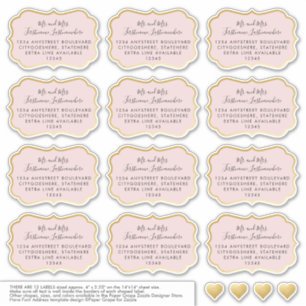 Stickers d'adresse rose or rose forme de support