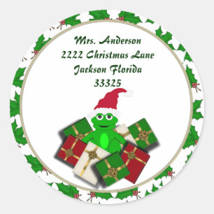 Stickers d'adresses de grenouilles de Noël