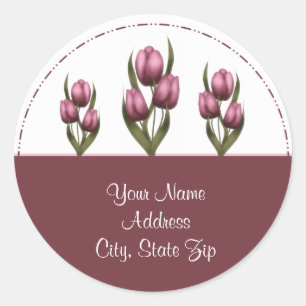 Stickers d'adresses Tulipes roses