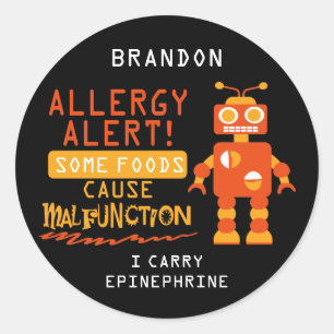 Stickers d'alerte d'allergie alimentaire Orange Ro