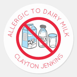 Stickers d'allergie au lait laitier personnalisé