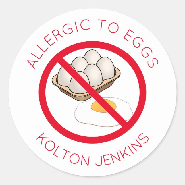 Stickers d'allergie aux oeufs personnalisés (Devant)