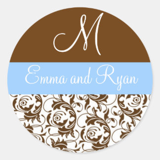 Stickers Damask bleu et Brown personnalisés