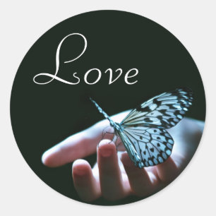 stickers d'amour bleu papillon noir