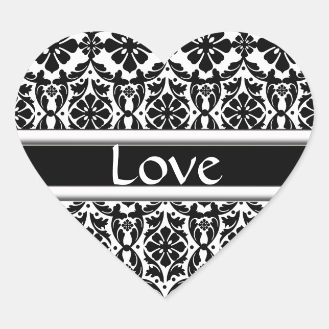 Stickers d'amour noir et blanc Damas correspondant (Devant)