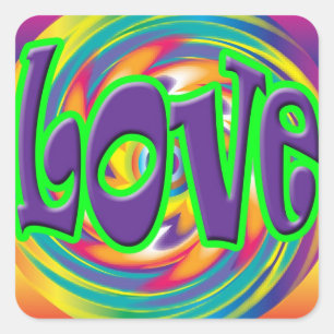 Stickers d'amour psychédélique hippie