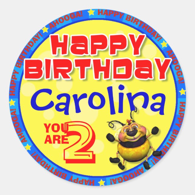 Stickers d'anniversaire BeeWee avec le nom de votr (Devant)