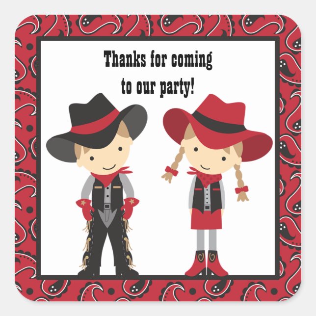 Stickers d'anniversaire Cowboy et Cowgirl (Devant)