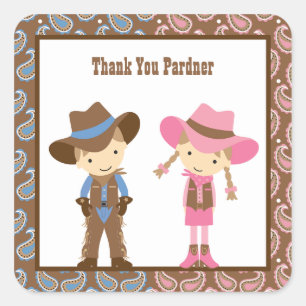 Stickers d'anniversaire Cowboy et Cowgirl
