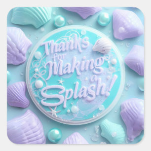 Stickers d'anniversaire de sirène moderne - Merci 