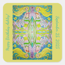 Stickers d'anniversaire joyeux de Mermaid