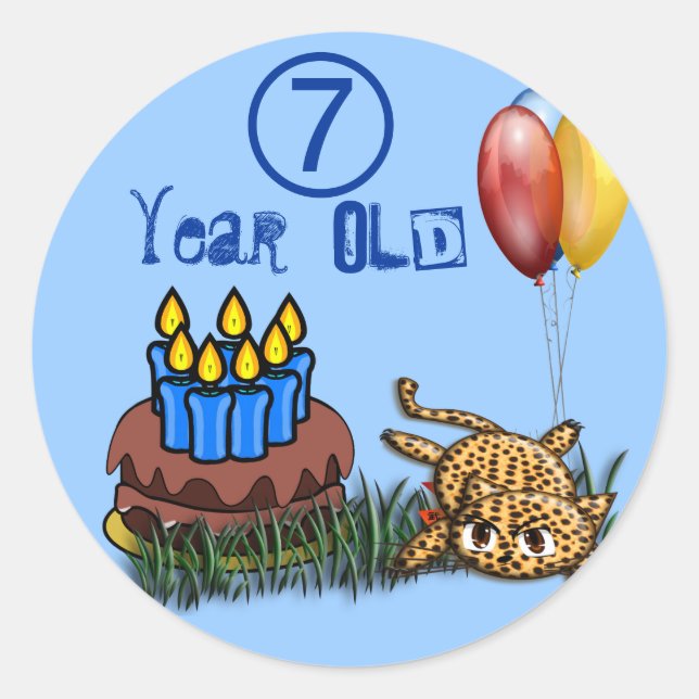 Stickers d'anniversaire léopard de 7 ans ultra mig (Devant)