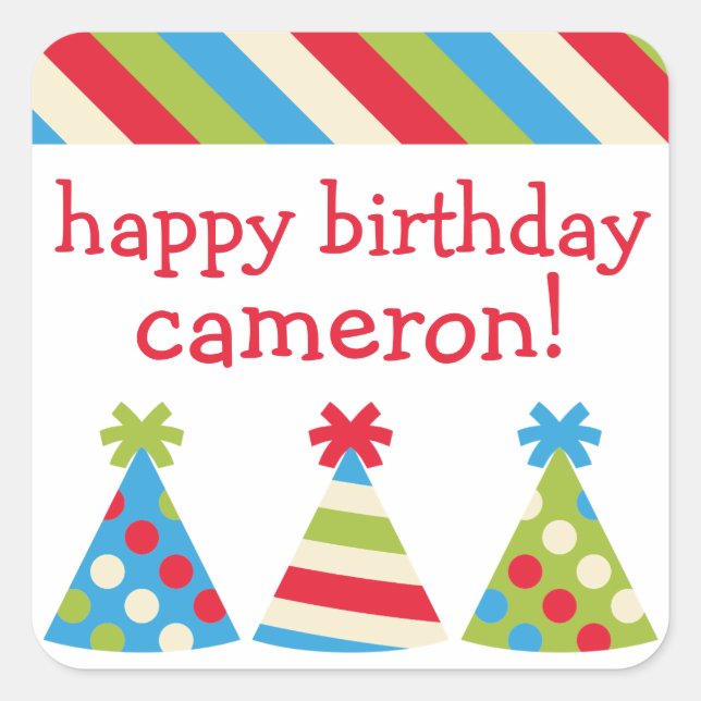 Stickers d'anniversaire personnalisés Casquettes d (Devant)