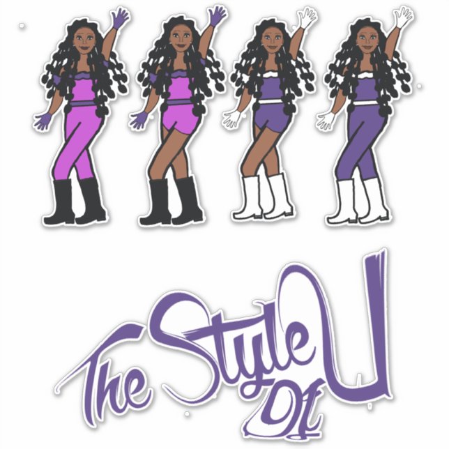 Stickers Danseuse Tresses à bulles violet/blanc (Devant)