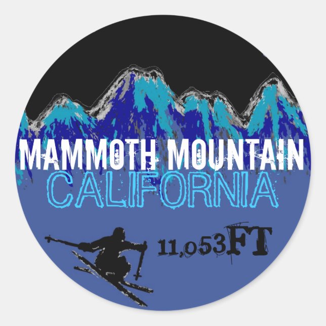 stickers d'art bleu ski Mammoth Mountain Californi (Devant)