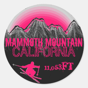 stickers d'art de ski rose Mammoth Mountain Califo