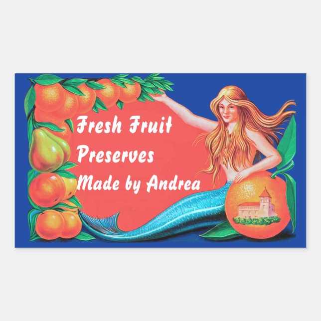 Stickers d'art sur mesure de sirène et de fruits (Devant)