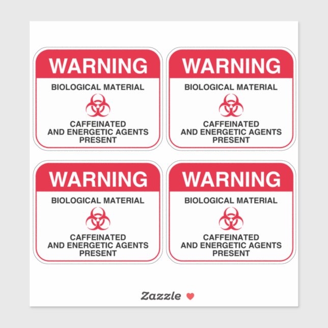 Stickers d'avertissement à la caféine (ronde) (Feuille)