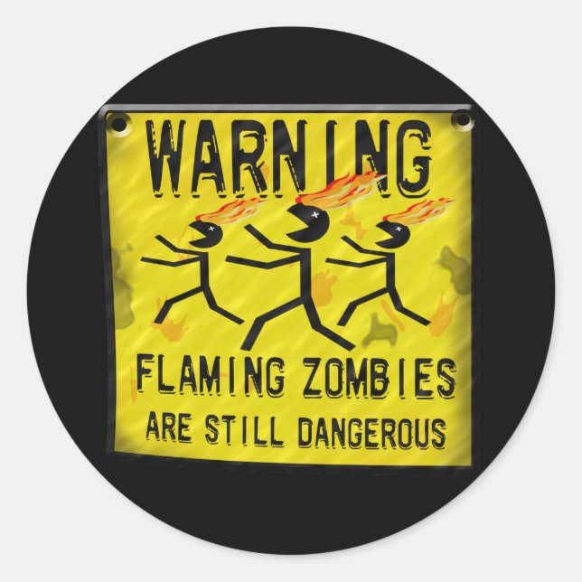 Stickers d'avertissement de zombies flamboyants (Devant)
