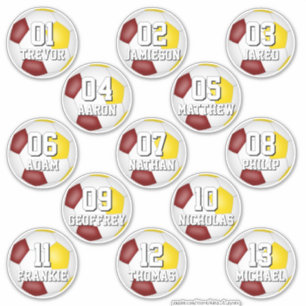 stickers de 13 joueurs de football aux couleurs de